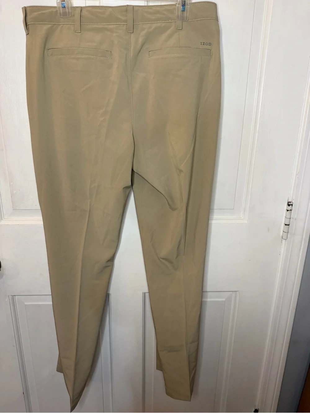 IZOD Golf Men’s Beige Khaki Flat Front Straight Stretch Pants 34x32 45FF291